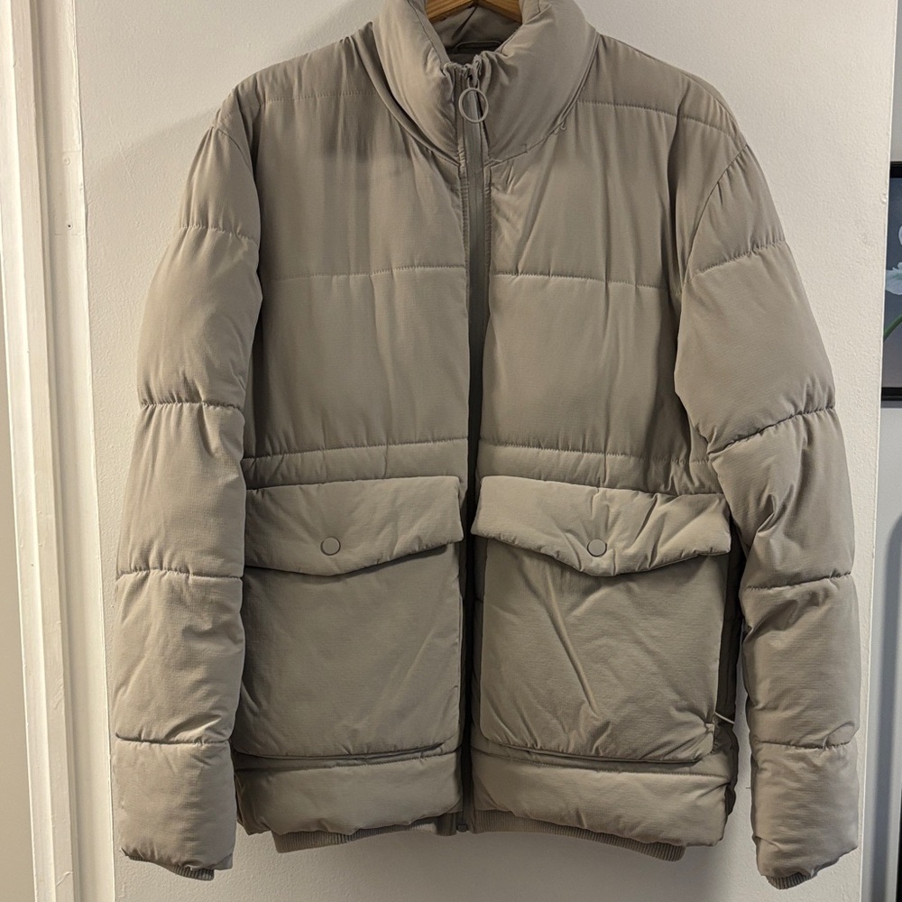 Zara Men's Taupe Puffer Coat